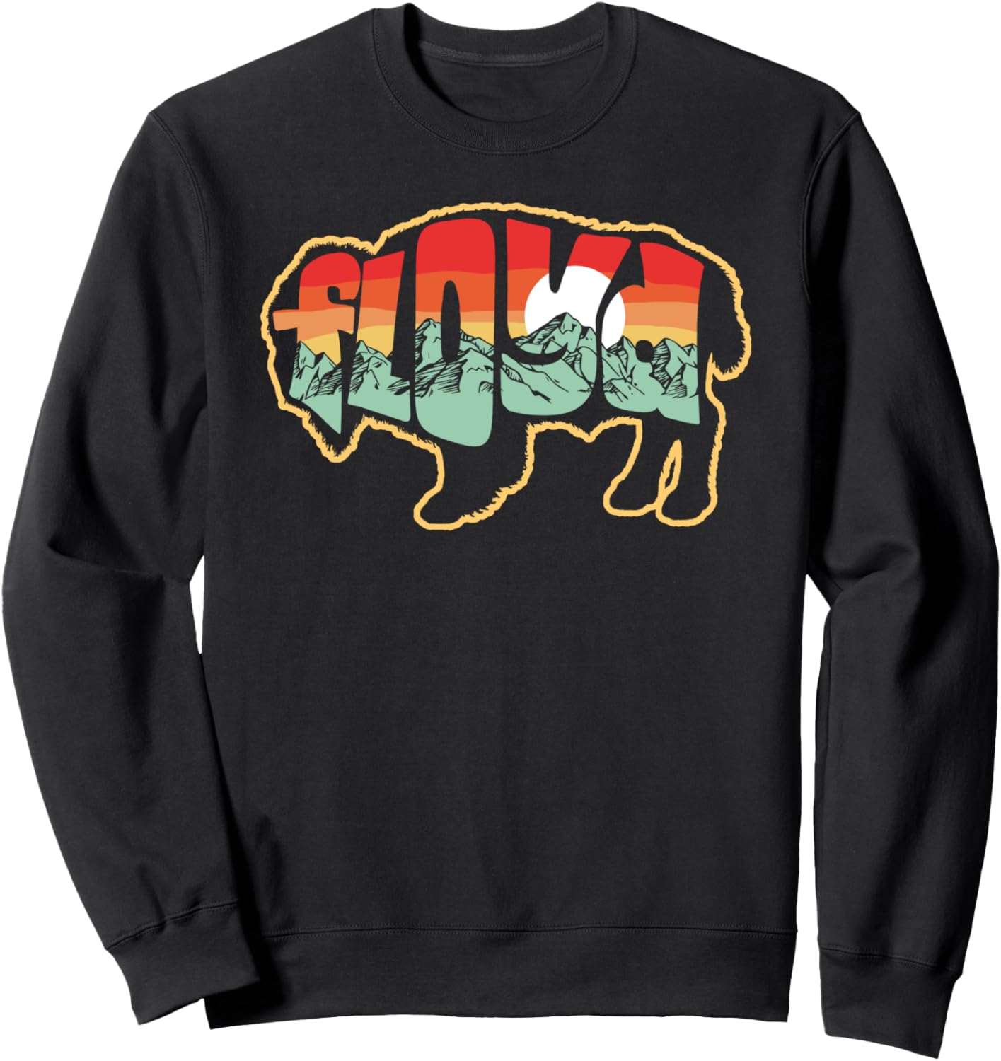 

Футболка с винтажным принтом Флойд Бизон Буффало Гора для активного отдыха на природе Giant Step Design Co., черный