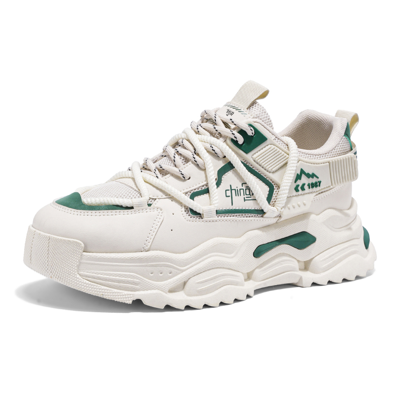 

NANJIREN Износостойкие низкие массивные кроссовки на платформе мужские бежево-зеленые, цвет Beige Green