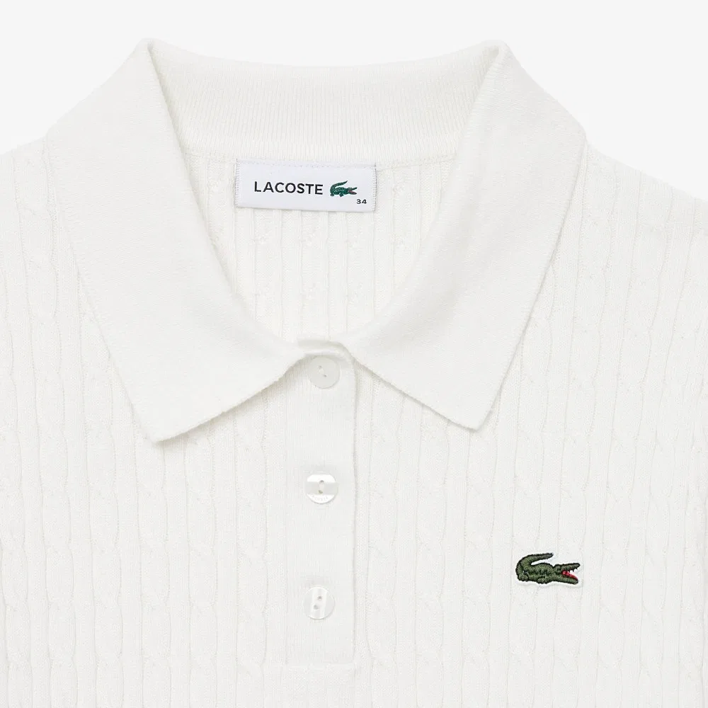 Поло свитер женский Lacoste, молочно-белый — фото 2