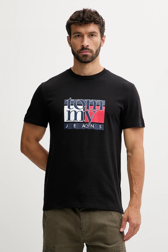 

Хлопковая футболка Tommy Jeans, черный
