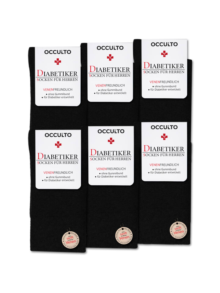 

Носки Occulto 6er Pack Diabetiker ohne Naht ohne Gummibund Oliver, черный