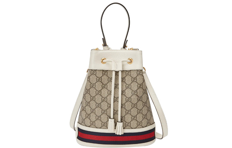 

GUCCI Холщовая сумка с кожаной отделкой через плечо маленькая женская эбонитово-белая