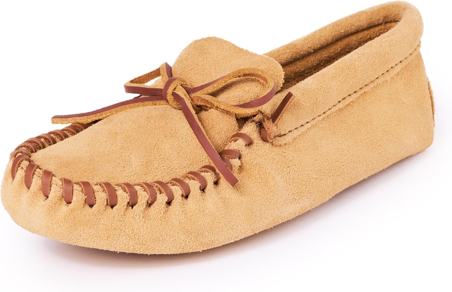 

Мокасины Minnetonka для мужчин из мягкой кожи с кожаной подошвой и шнуровкой, Tan