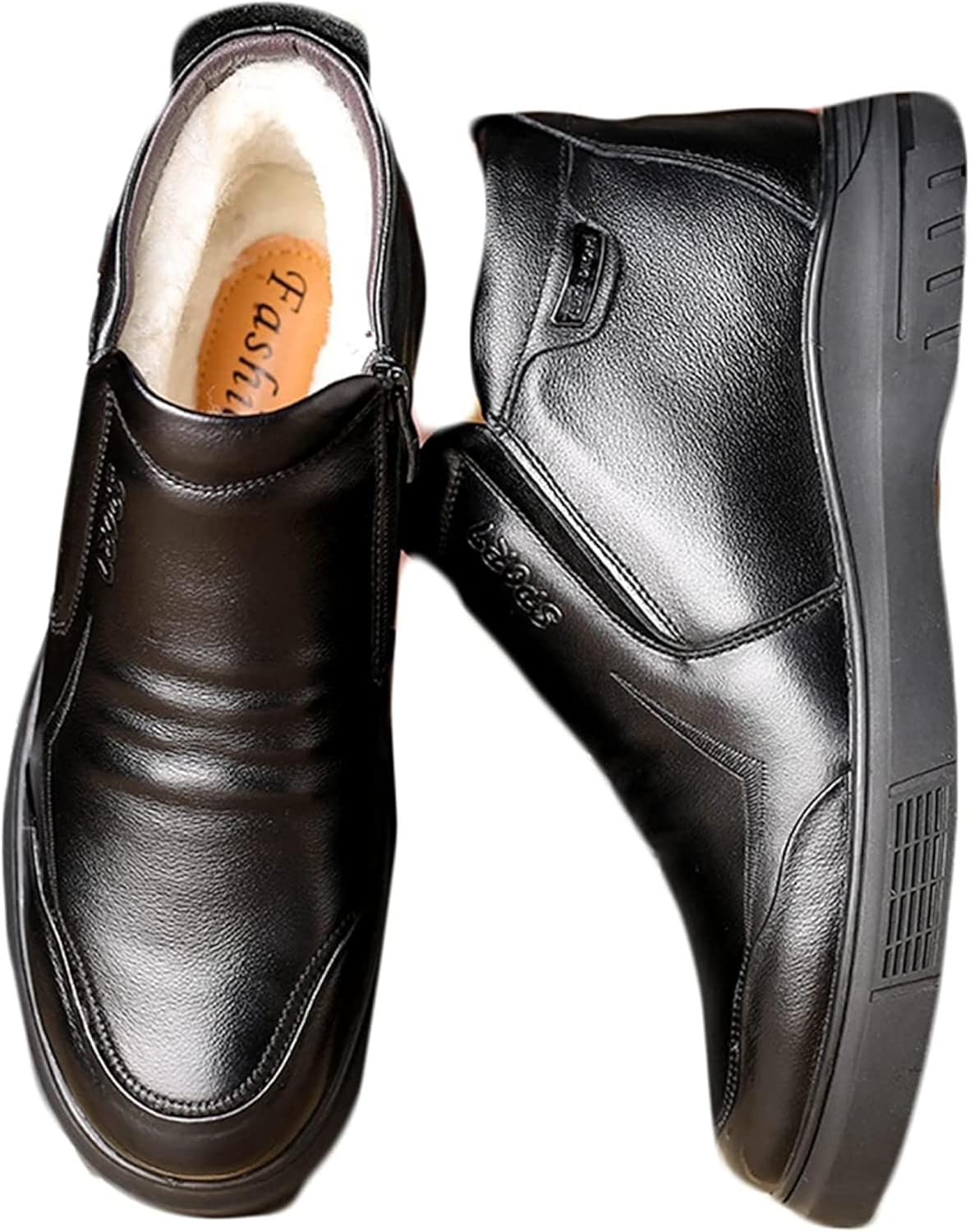 

Мужские короткие зимние ботинки Yiozoi, высокие, теплые с плюшевой подкладкой, ветронепроницаемые ботинки с круглым носком, повседневные кожаные мужские ботинки, черный