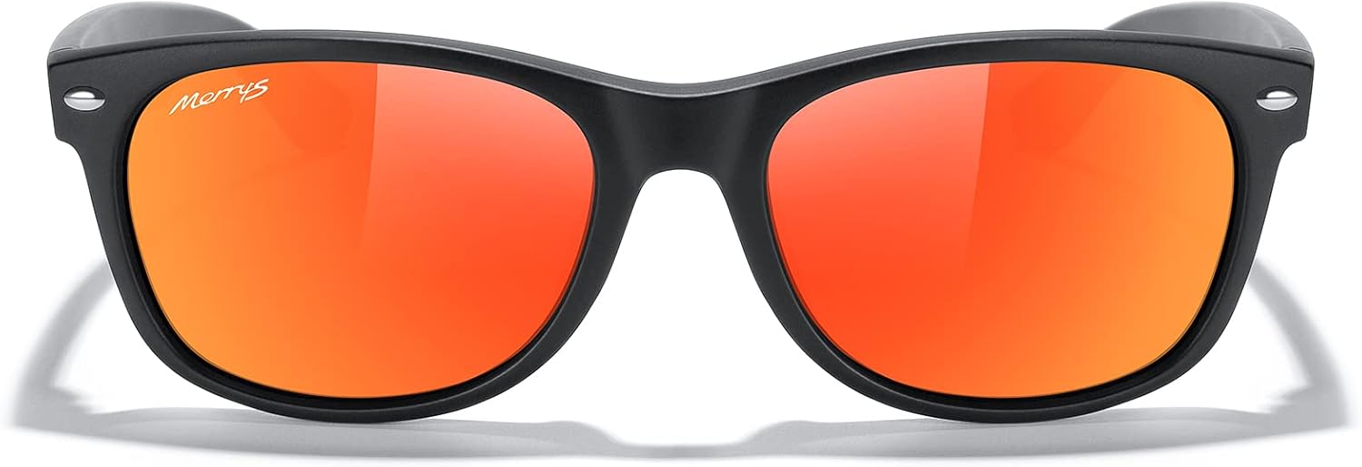 

Солнцезащитные очки MERRY'S Polarized Unisex Shades для мужчин и женщин, винтажные поляризованные солнцезащитные очки с зеркальными линзами, Matte Black Frame/Red Mirror Lens
