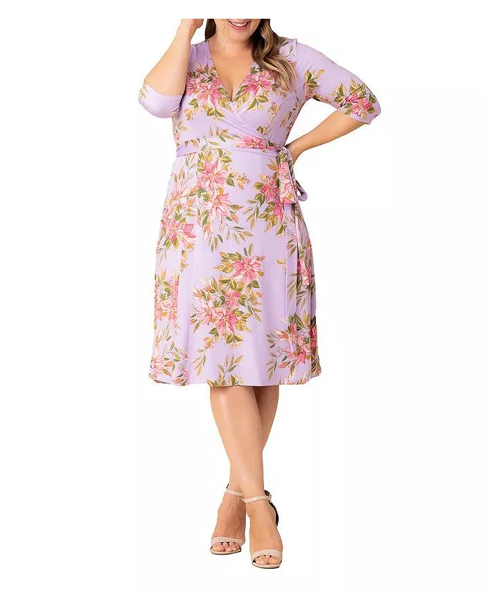 

Платье-раппорт Plus Size с запахом Signature Print Kiyonna, фиолетовый