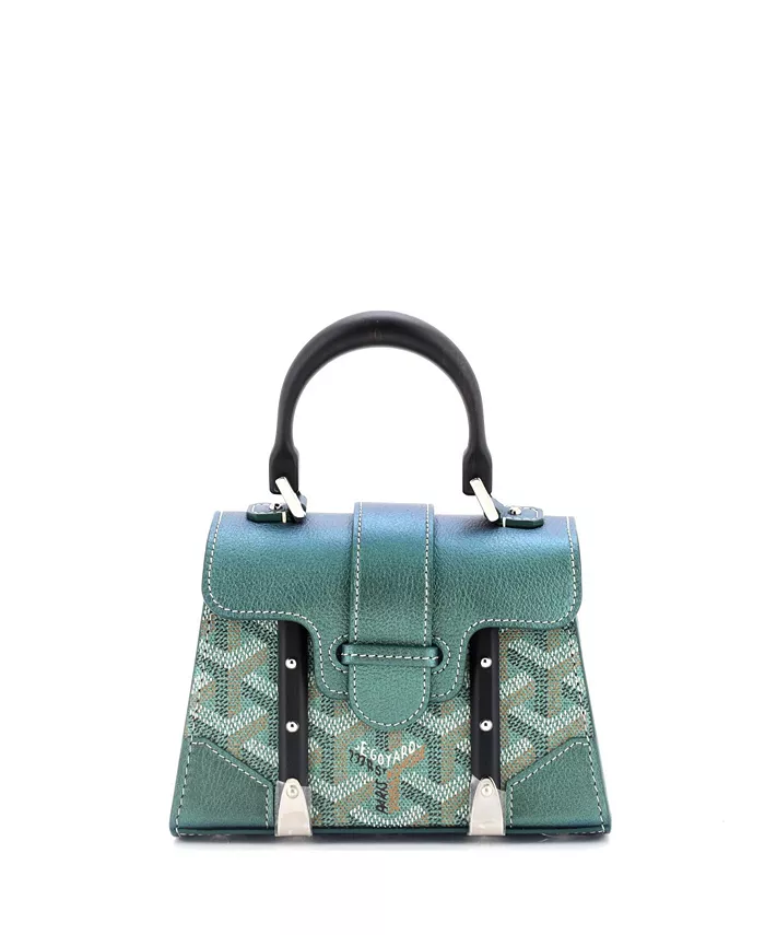 

Сумка Nano Structured Saigon с верхней ручкой из лакированного холста с кожаными деталями Pre-Owned Goyard, зеленый