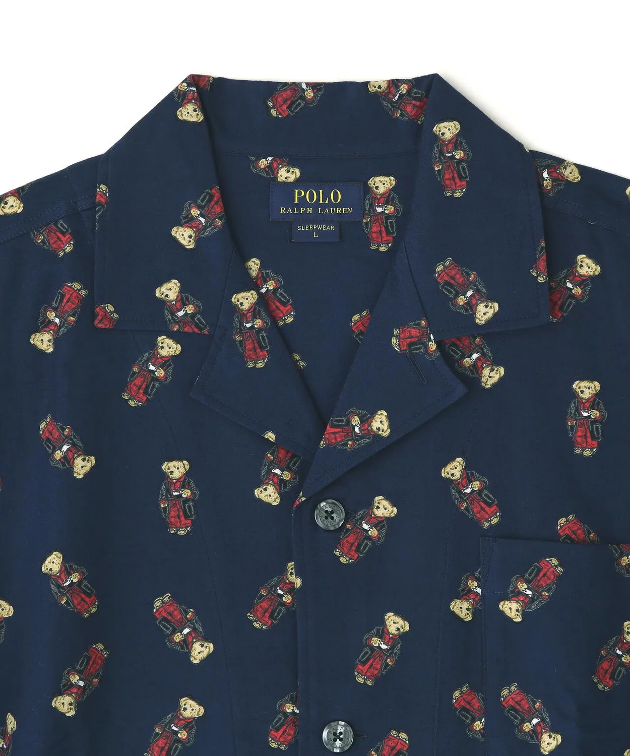 Пижама длиннорукавная Polo Ralph Lauren Morning Robe Bear из органического хлопка, тёмно-синяя — фото 3