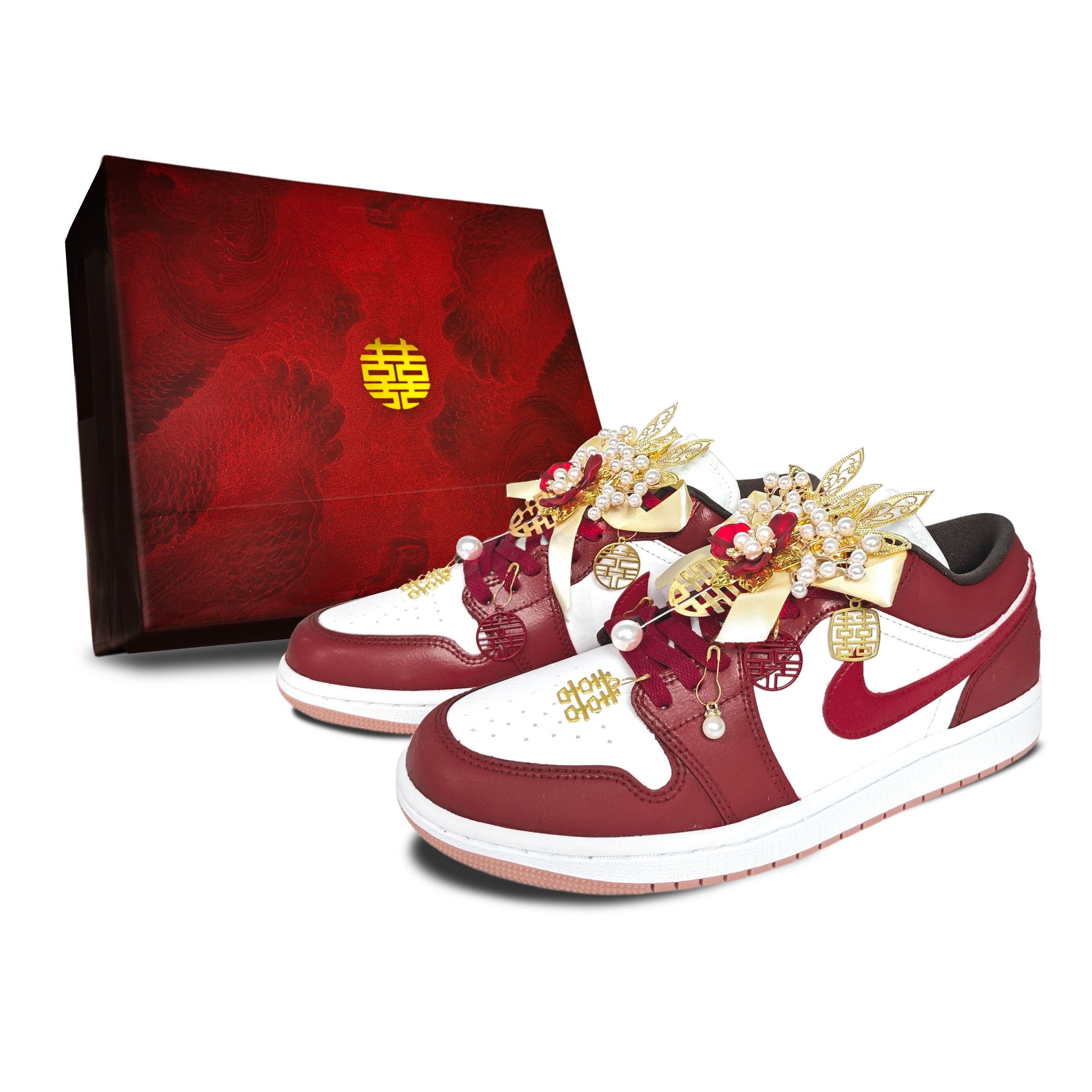

Jordan Air 1 Golden Jade Perfect Match устойчивые к истиранию низкие баскетбольные кроссовки Unisex Red