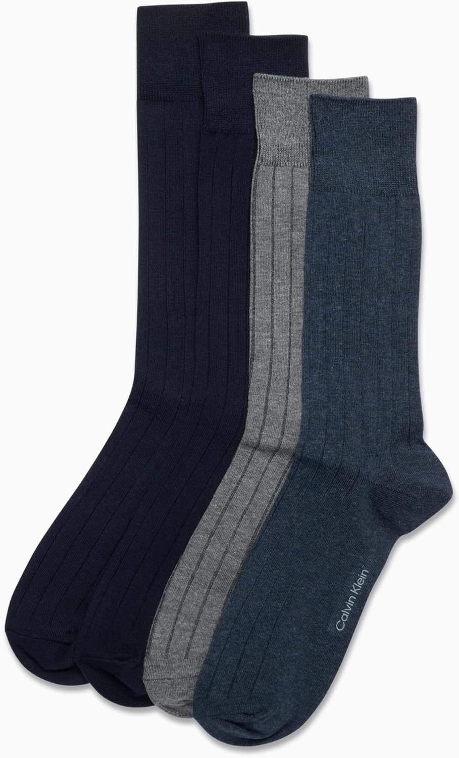 Мужские носки Calvin Klein Crew Socks - 4 пары, легкие, влагоотводящие, мягкие, спортивные носки для мужчин, для занятий спортом и бега, Navy Texture — фото 4