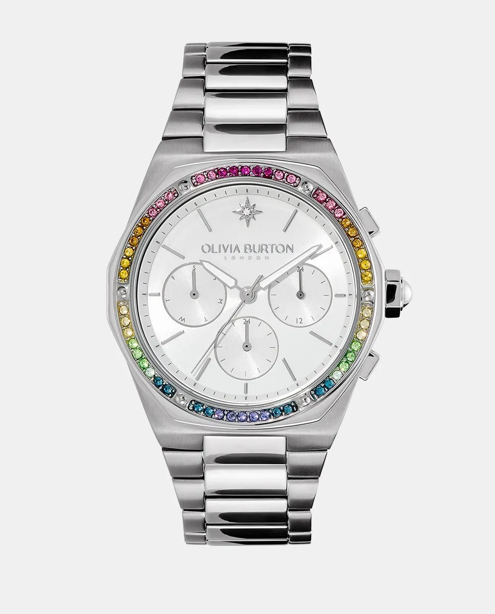 

Hexa Multi 24000101 многофункциональные стальные женские часы Olivia Burton, серебряный