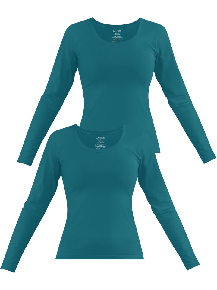 

Лонгслив Janice 2 x Damen Langarmshirt Nimes, цвет Petrol