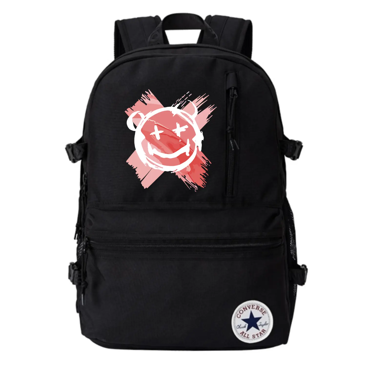 

Converse Полиэстеровый рюкзак среднего размера унисекс черный, Smiley Face