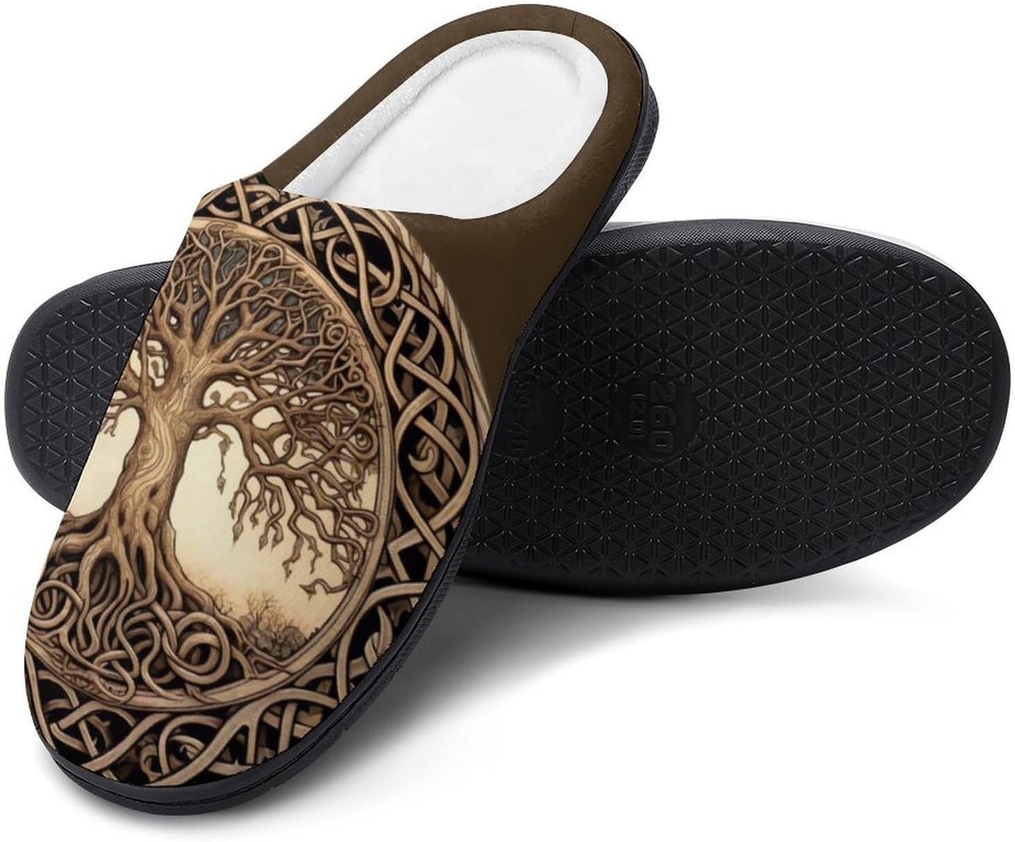

YXHZYHY Обувь в стиле скандинавской мифологии, мужские теплые зимние тапочки для дома и улицы, уютные домашние тапочки из пеноматериала с эффектом памяти, Tree of Life a