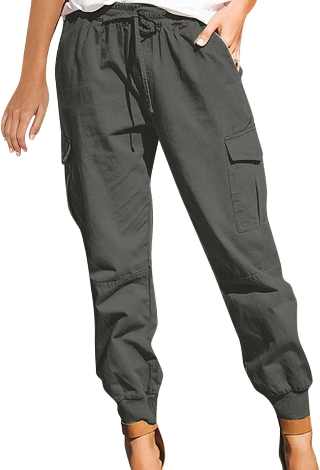 

Льняные брюки для женщин Casual Plus Size Stretch High Waist Ankle Length