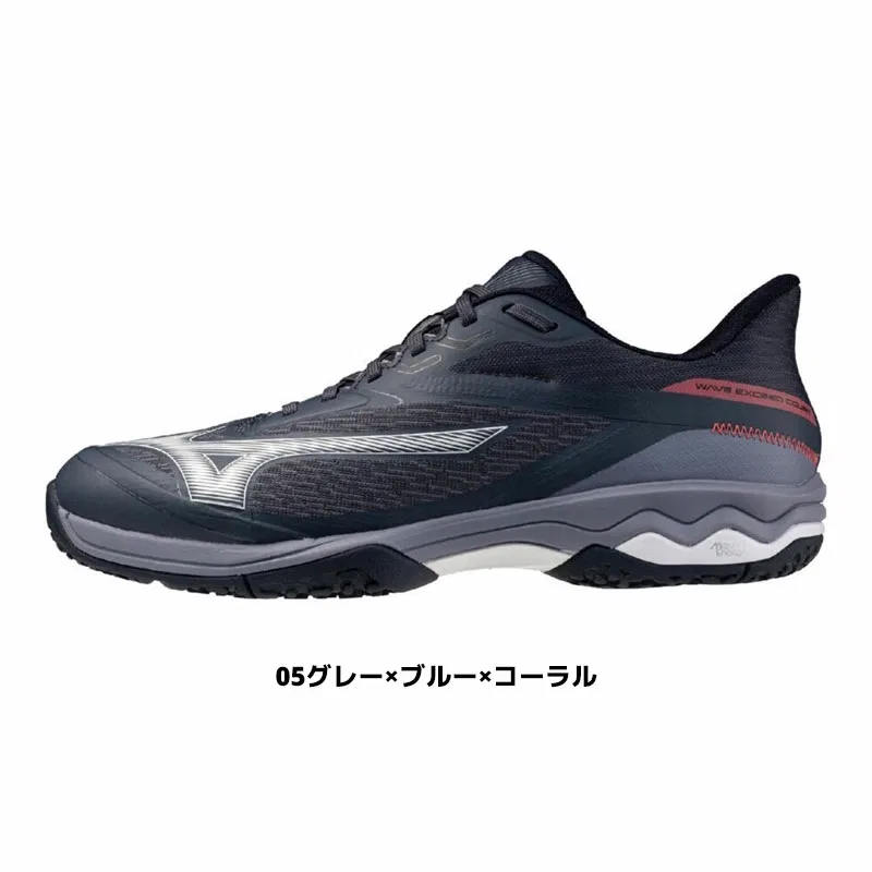 Унисекс теннисные кроссовки «Wave Exceed Court WIDE OC» от Mizuno, 05 Gray X Blue X Coral — фото 2