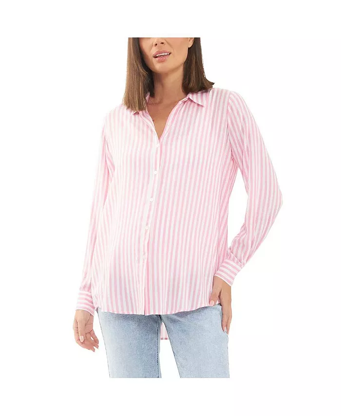 

Рубашка для беременных Ripe Emmy Stripes на пуговицах Bubble Gum/Белая Ripe Maternity, розовый