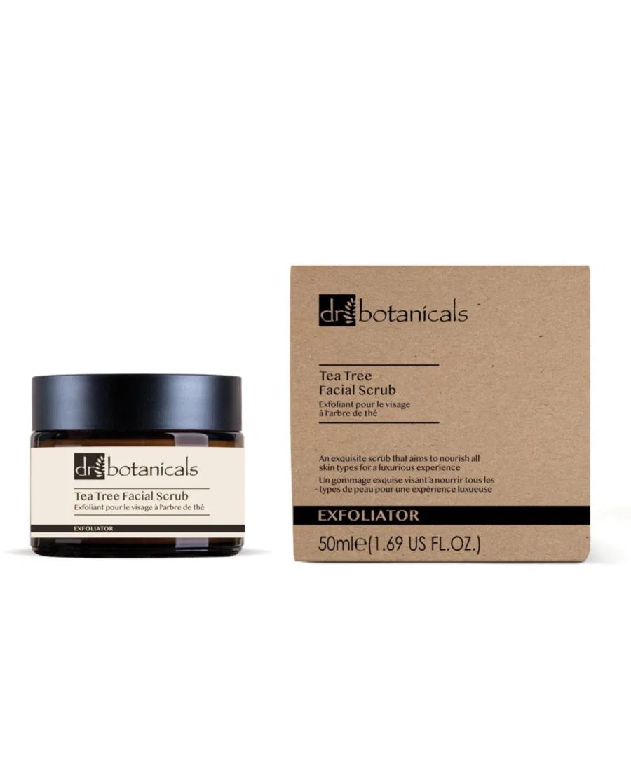Скраб для лица с эвкалиптом и чайным деревом, 50 мл Dr. Botanicals, белый
