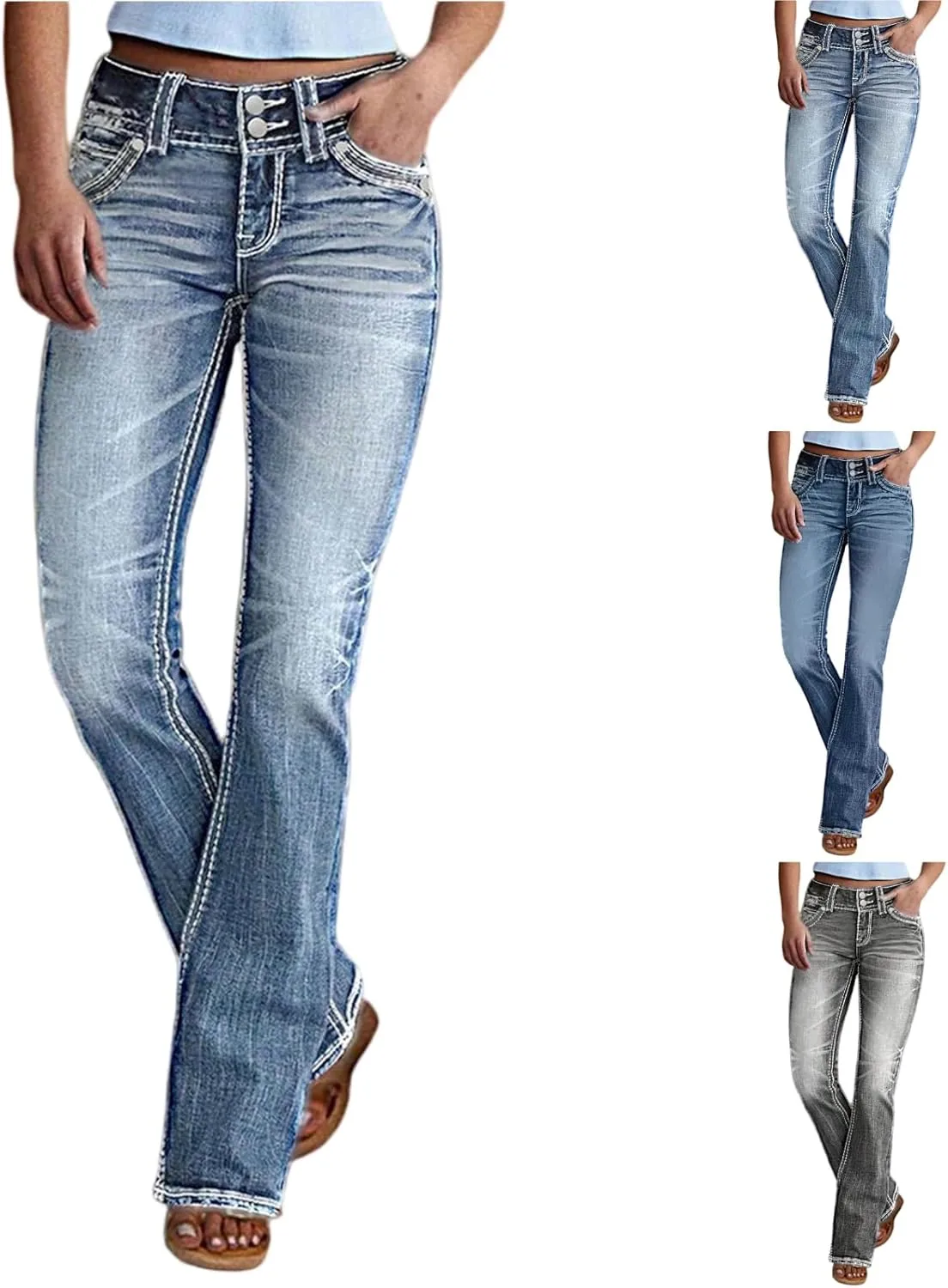 Джинсы для женщин High Waisted Straight Leg с карманами
