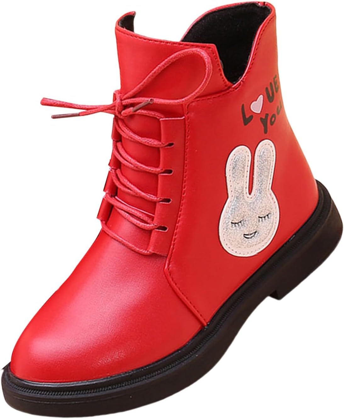 

Детские ботинки с мультяшным принтом и меховой подкладкой, на молнии сбоку, с заостренным носком, ботинки-боевики, зимние теплые сапожки для девочек Generic, Red