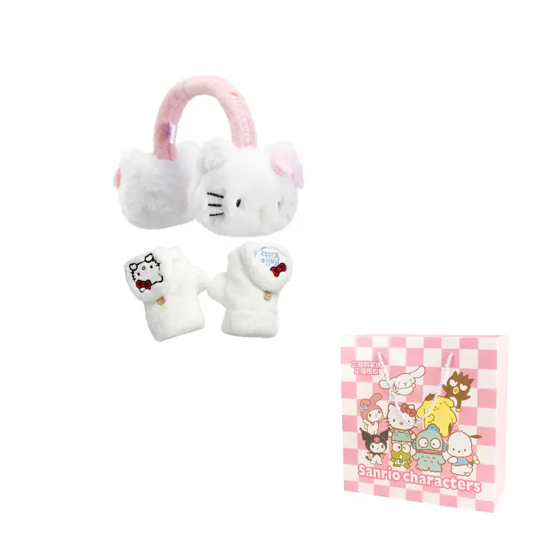 

Sanrio Полиэстеровые вязаные перчатки женские, Hello Kitty Glove+Earmuff
