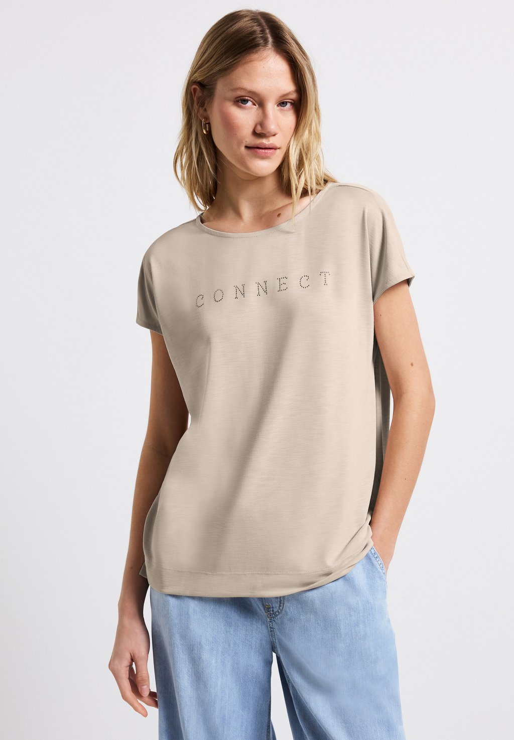 

Футболка с принтом LOOK MIT WORDING Street One, бежевый