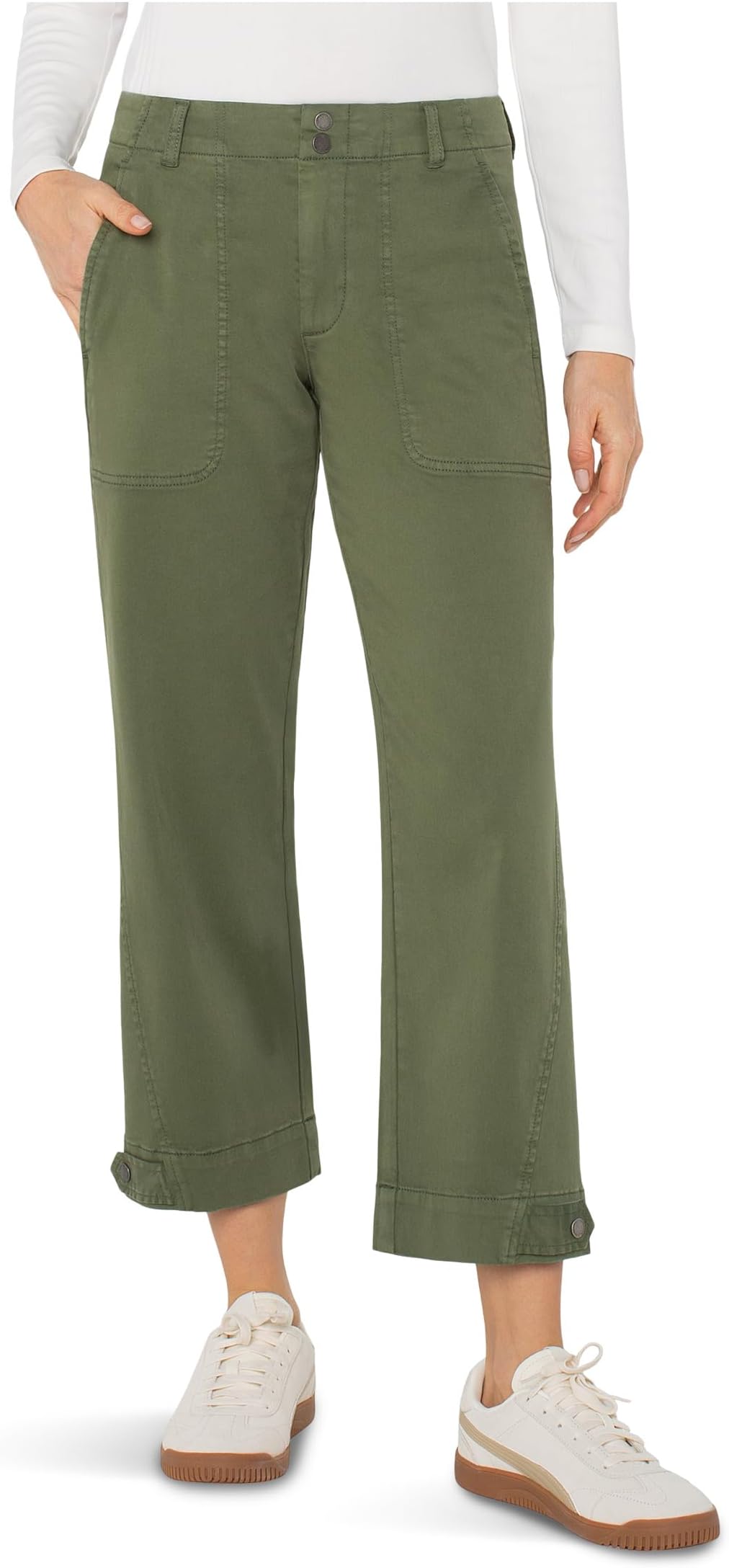 

Женские укороченные брюки средней посадки с хлястиком внизу Liverpool Los Angeles, Forest Shade