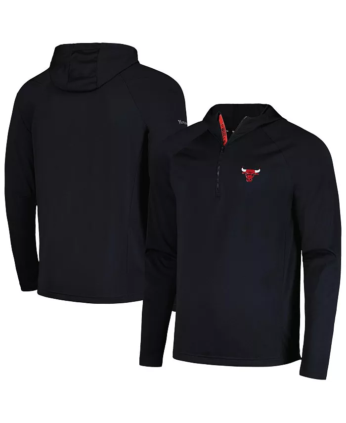 

Мужская черная толстовка Chicago Bulls Zander с рукавом реглан и молнией на четверть LevelWear