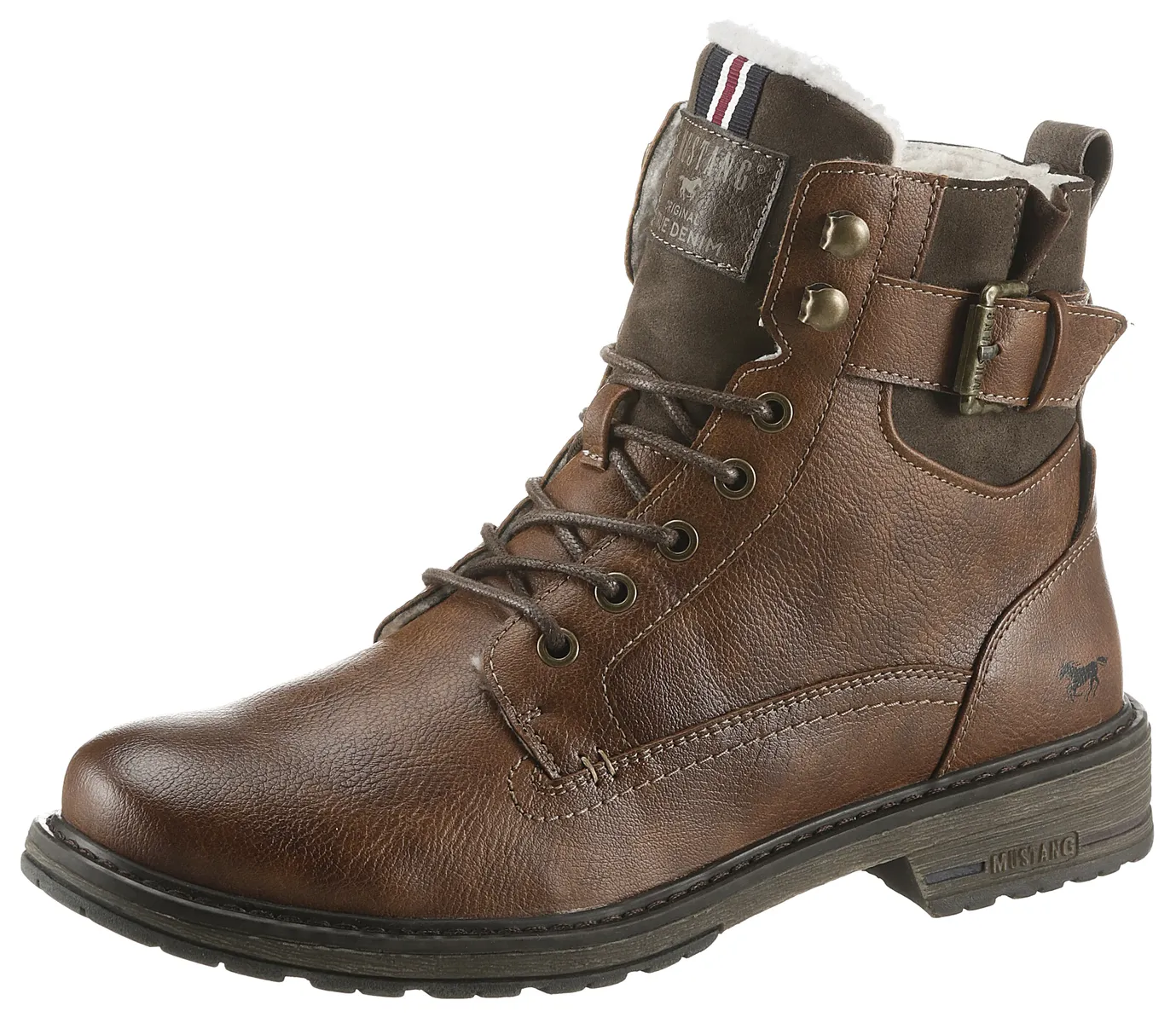 

Зимние ботинки Mustang Shoes, в подержанном виде, цвет Cognac