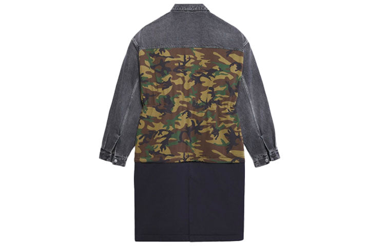 Пальто Balenciaga длиной до колена, трехслойное, в стиле пэчворк, цвет «зелено-синий» — фото 2