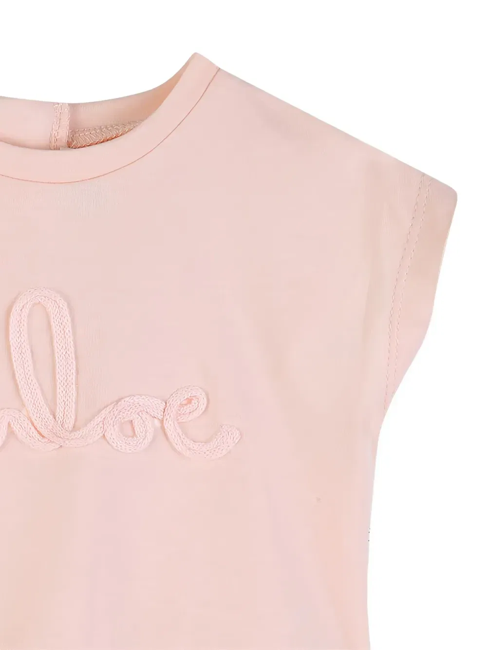 Платье с рюшами и вышивкой логотипа Chloé Kids, розовый — фото 3