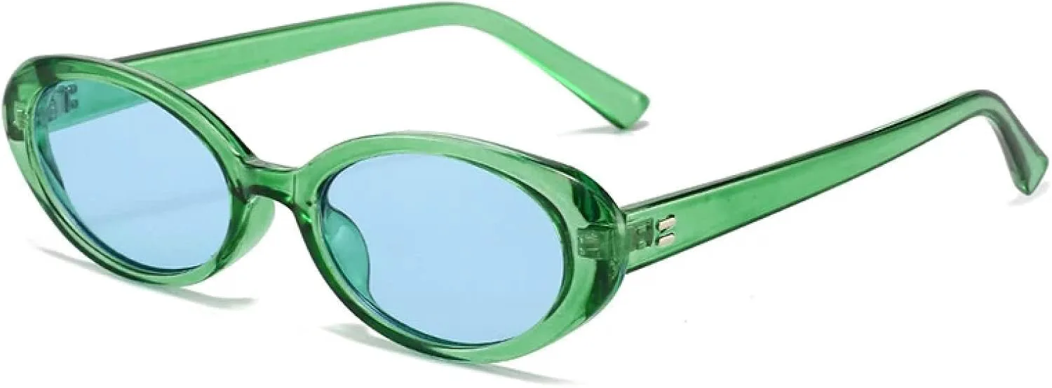 

Ретро винтажные овальные солнцезащитные очки для женщин, круглые для мужчин, защита от УФ-излучения UV400, стиль панк, роскошные очки VVTWSSW, Green-blue