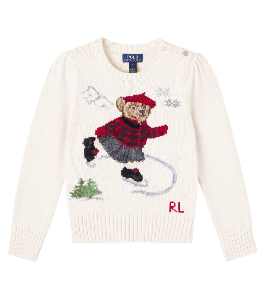 

Свитер из хлопка с интарсией Polo Bear Polo Ralph Lauren Kids, Clubhouse Cream