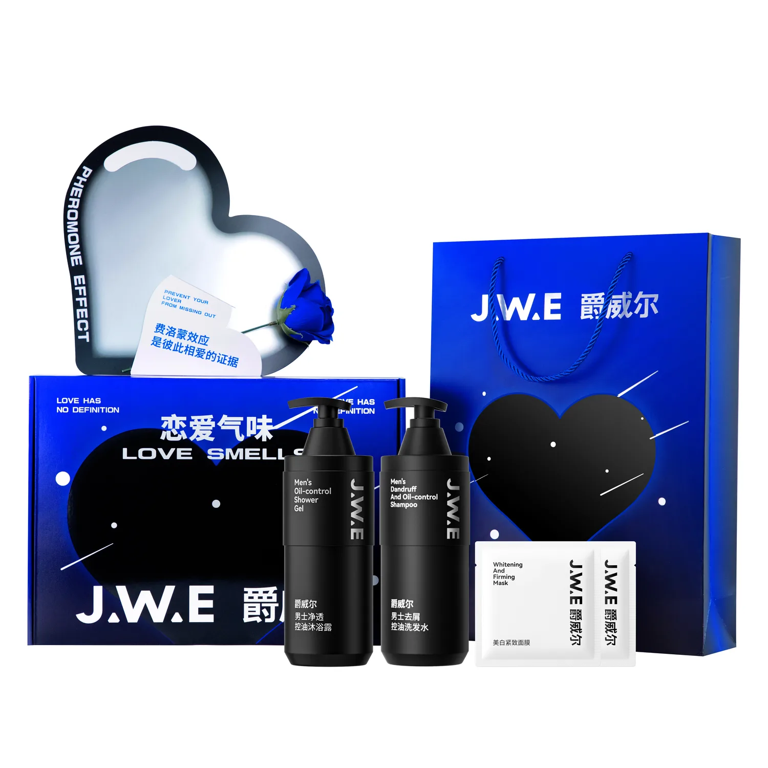JUEWEIER Мужской парфюм Limited Set Love Fragrance Box, стойкий аромат, освежающий и контролирующий жирность 1251, [Love Scent Box]Shower Gel 400ml+Shampoo 400ml