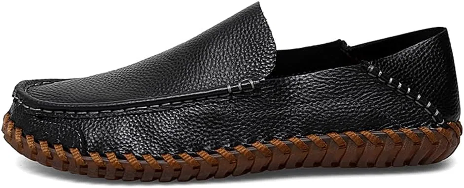Мужские лоферы на каждый день, кожаные, Slip on, Black Abborora — фото 3