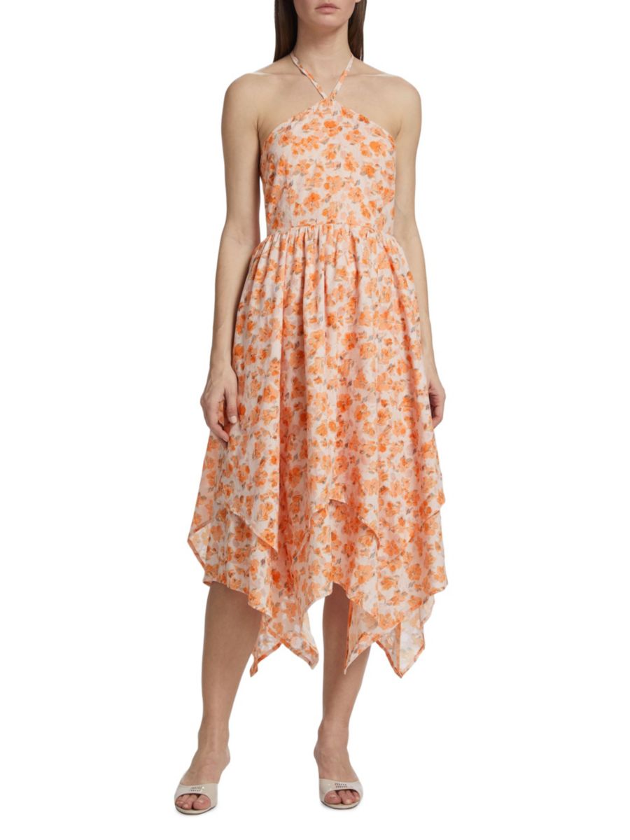 

Платье-платок миди Everly Floral из хлопковой смеси En Saison, цвет Orange Multi