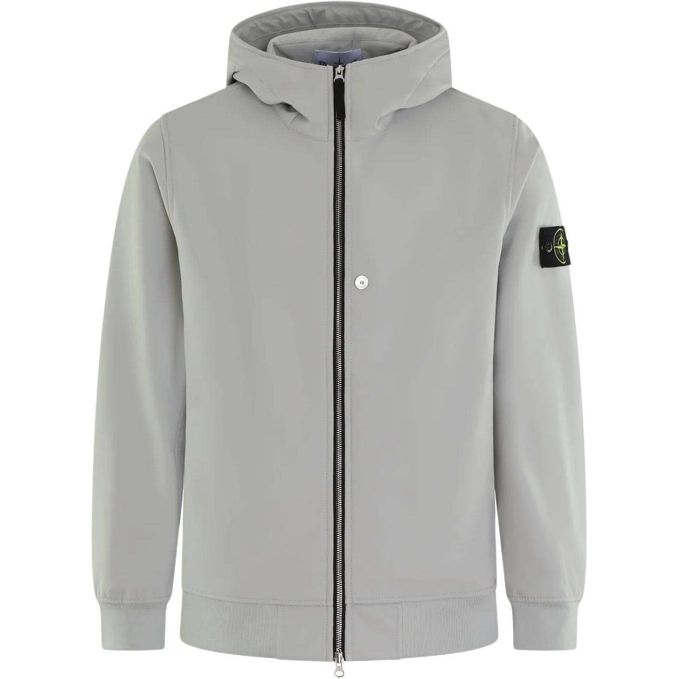 

STONE ISLAND Толстовка с капюшоном на молнии с нашивкой логотипа, Gray
