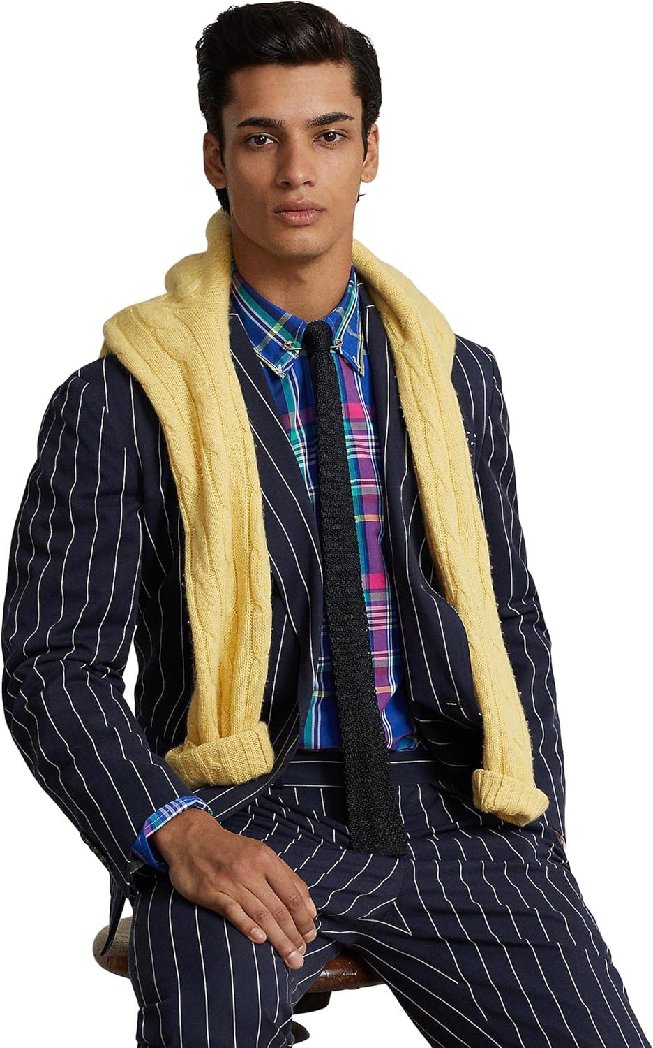 POLO RALPH LAUREN Мужская классическая фланелевая рубашка с длинным рукавом Performance, Royal/Pink Multi — фото 4