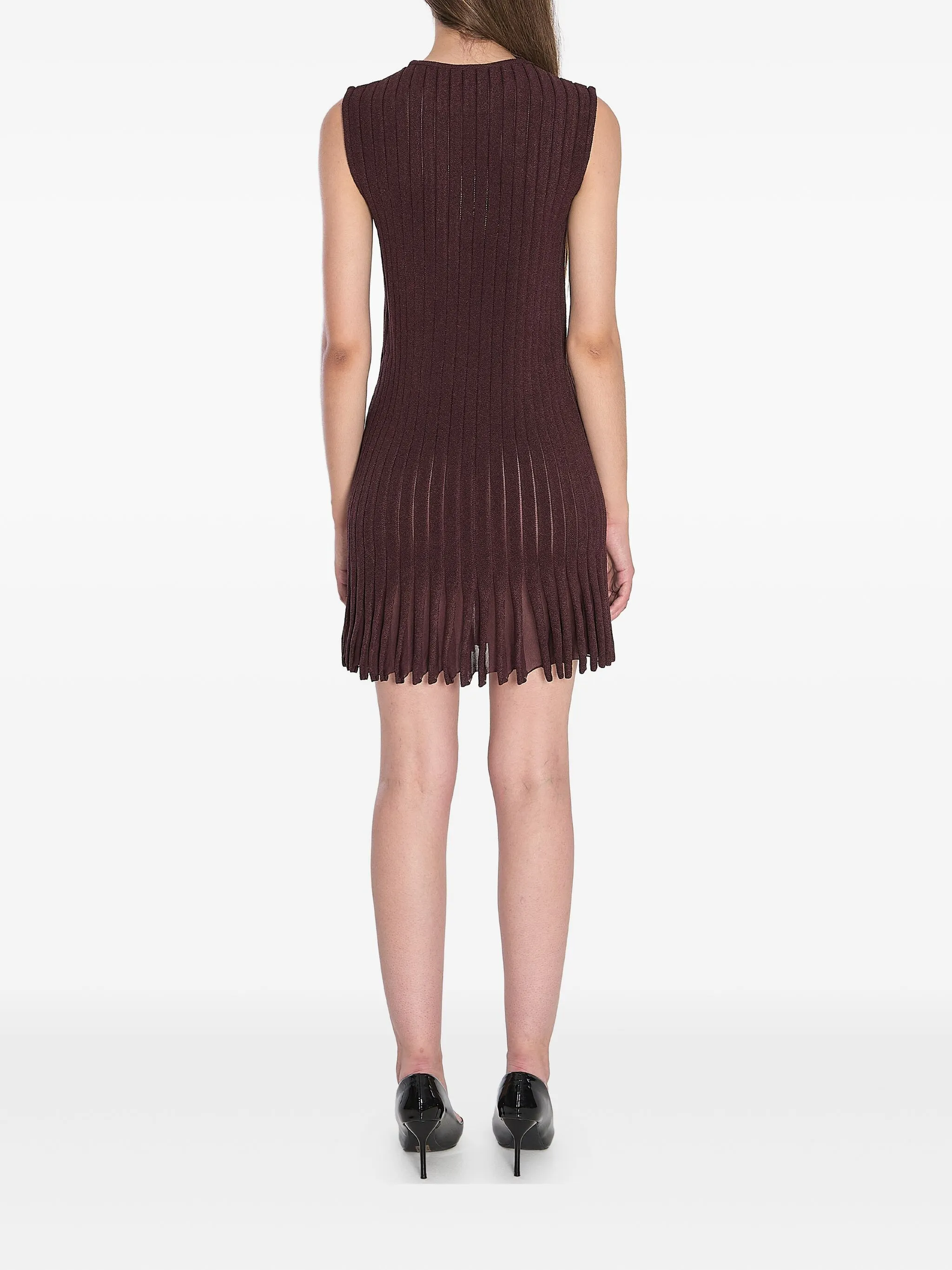 Полосатое платье мини без рукавов Alaïa, красный — фото 4
