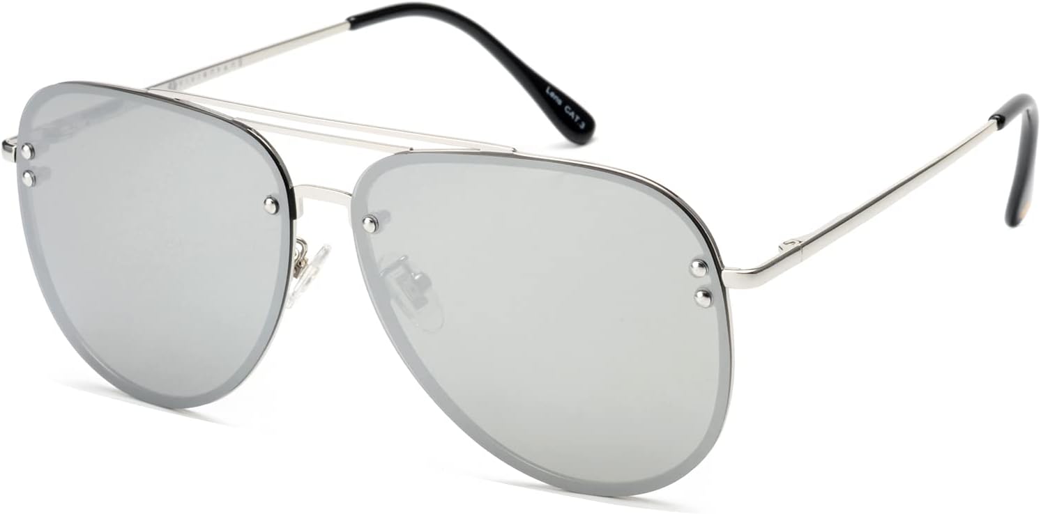 

Модные солнцезащитные очки-авиаторы большого размера для женщин, ретро-очки с большими линзами, модные солнцезащитные очки для женщин с защитой от УФ-излучения VF2203 VIVIENFANG, Silver