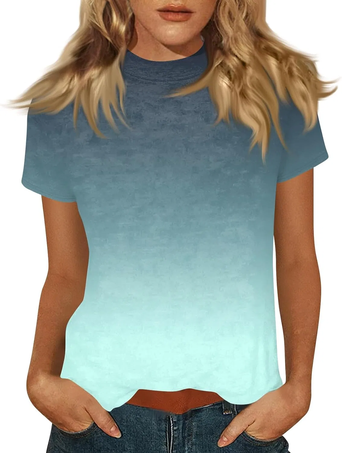 Футболка с имитацией водолазки, бренд Generic, цвет B32-mint Green
