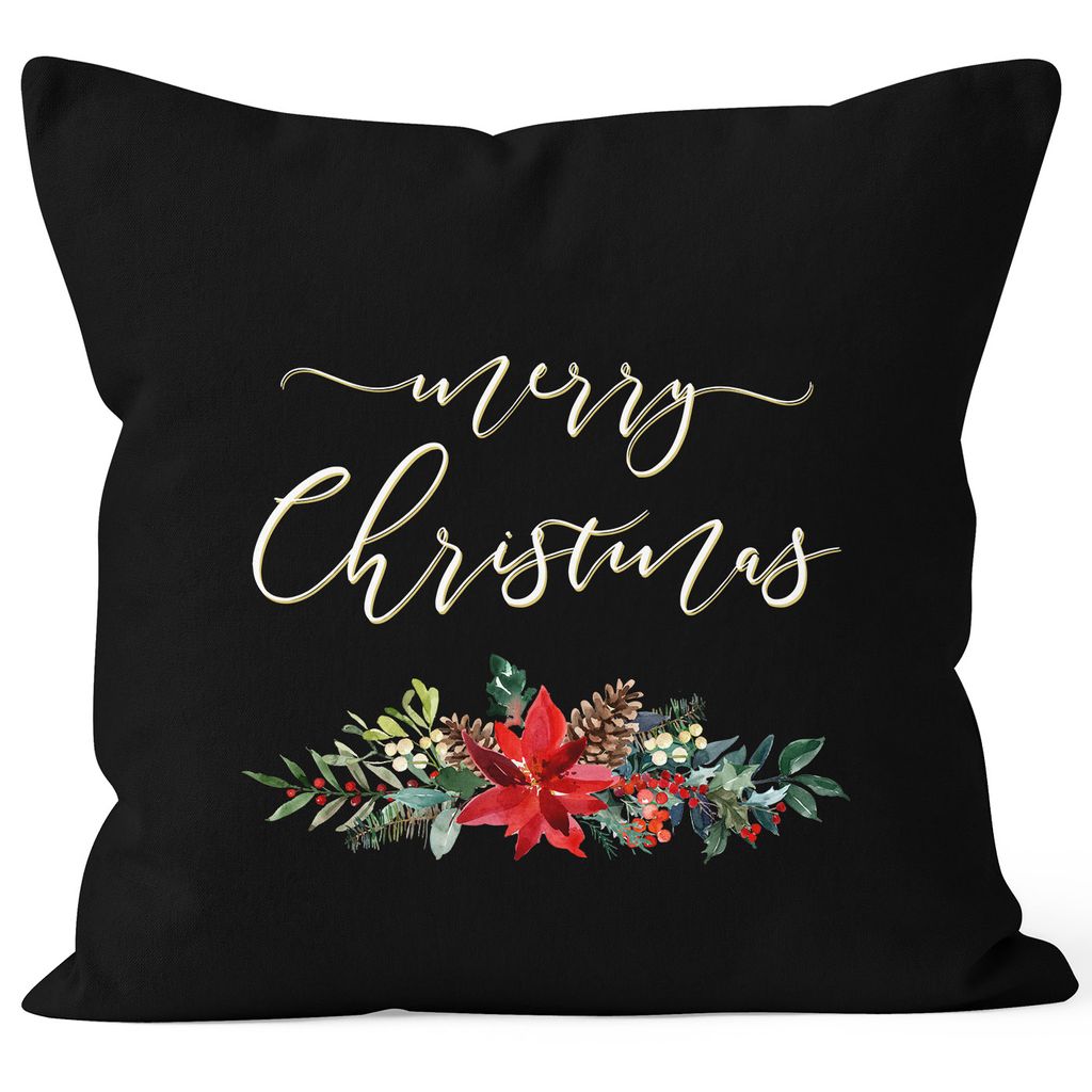 

Наволочка Christmas Merry Christmas Flowers Poinsettia Christmas Star Flower Merry Christmas Autiga черный 40см x 40см