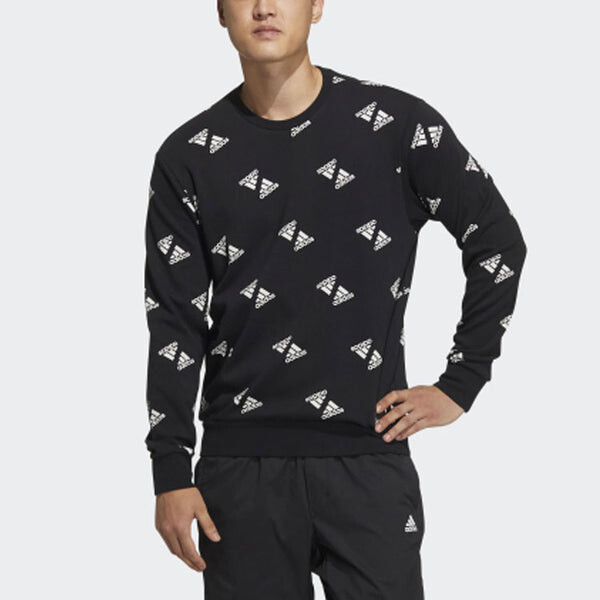 Толстовка adidas Fi Bp1 Aop Swt Full Print Logo Sports Round Neck Pullover Black, черный — фото 3