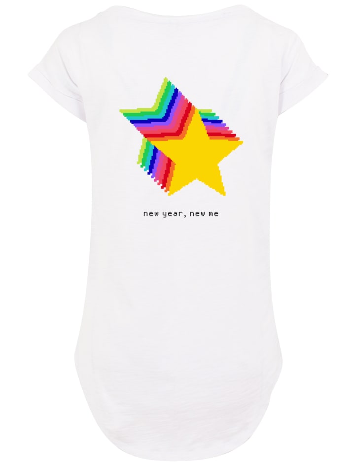 

F4NT4STIC Удлиненная футболка Silverster Party Happy People Only белого цвета, Белый, F4NT4STIC Удлиненная футболка Silverster Party Happy People Only белого цвета