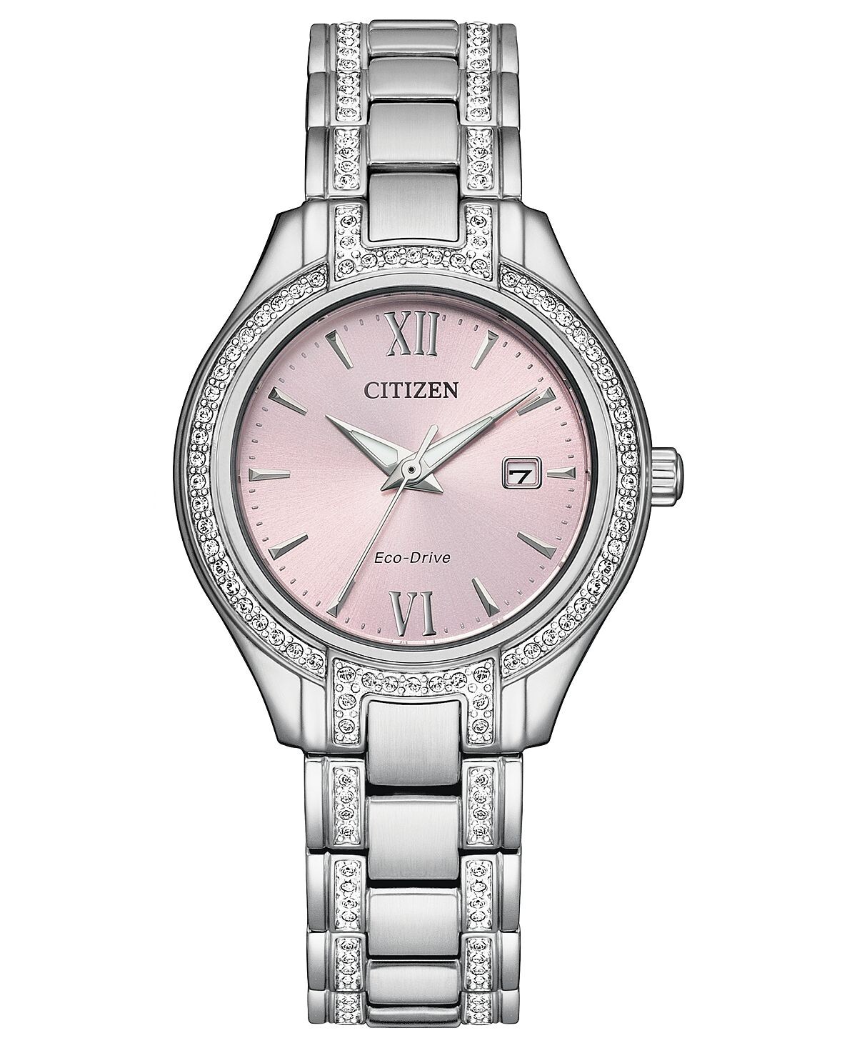 

Женские часы Eco-Drive с браслетом из нержавеющей стали и кристаллами, 30 мм Citizen