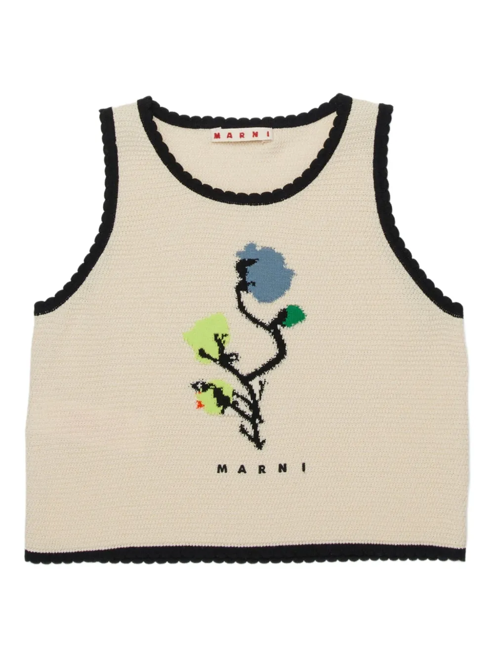 

Топ с цветочным принтом Marni Kids, бежевый