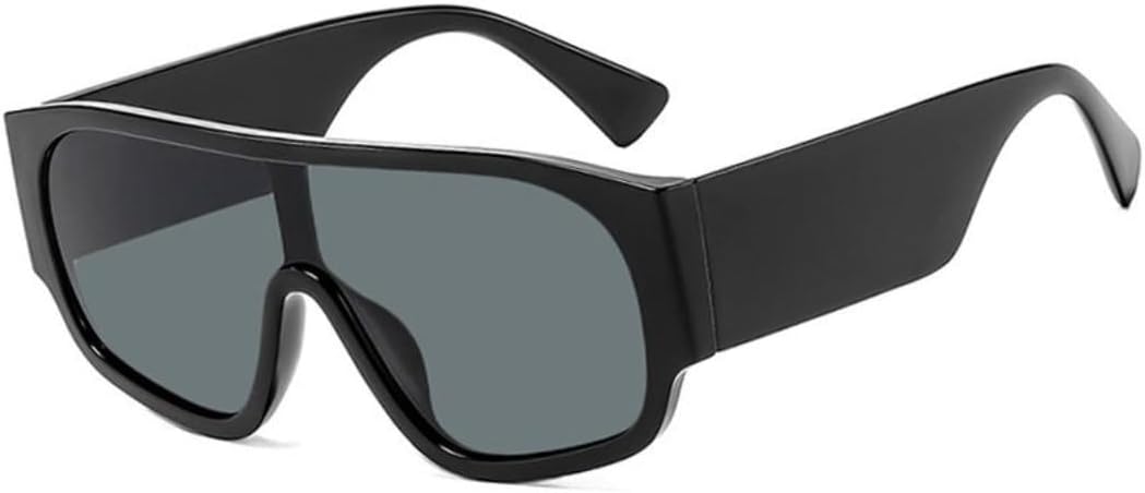 

Крупные цельные солнцезащитные очки для женщин и мужчин в винтажном стиле, с широкой оправой и дужками, в стиле панк, с защитой от УФ-излучения UV400 TVTBBVV, Black Black