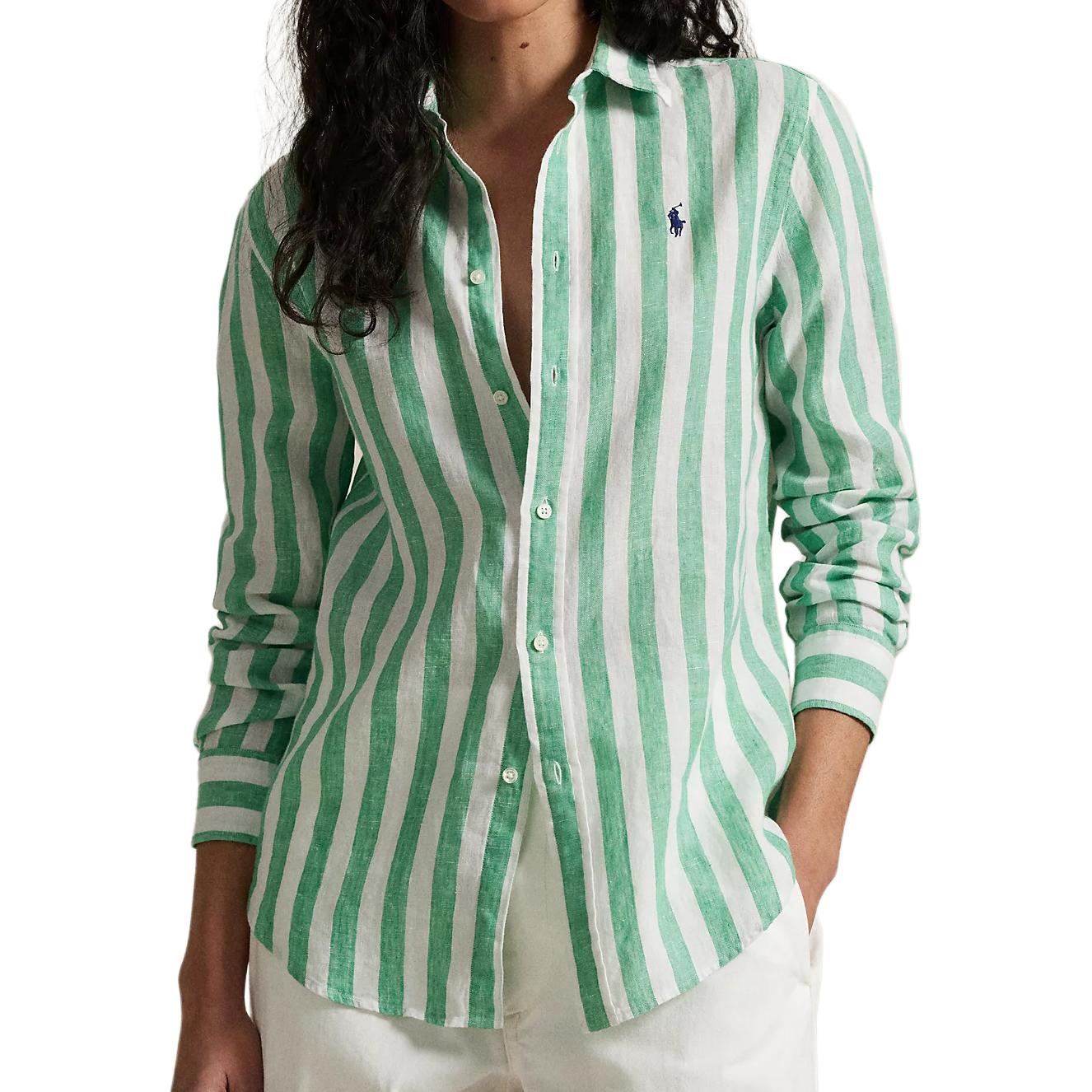 

Льняная рубашка Polo Ralph Lauren, зеленый