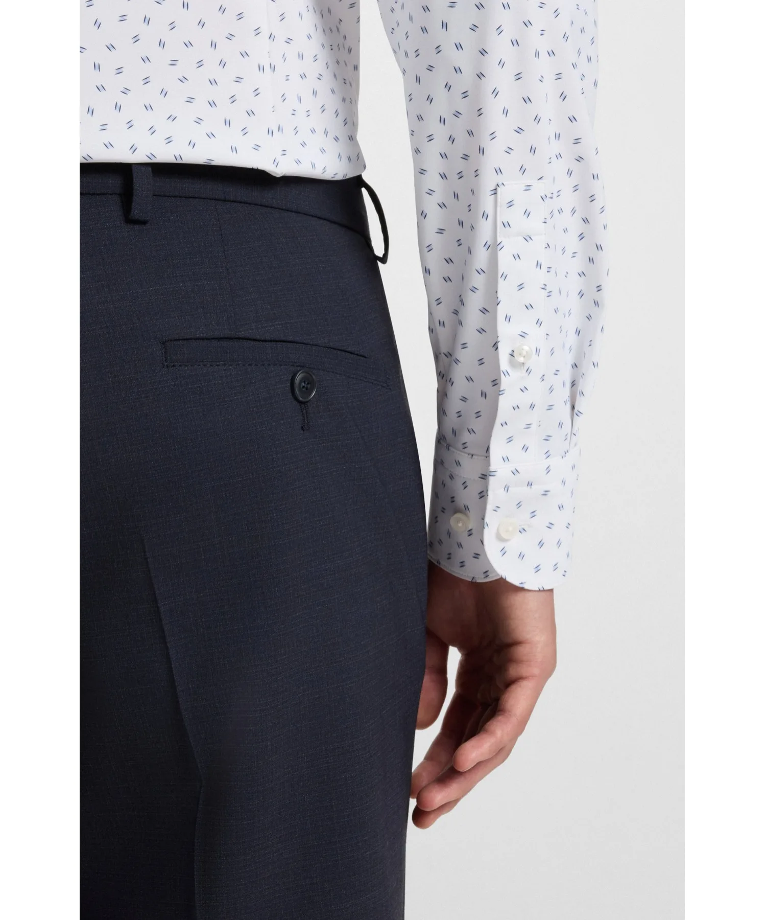 Мужская рубашка BOSS Slim Fit с принтом из эластичного джерси белая — фото 3