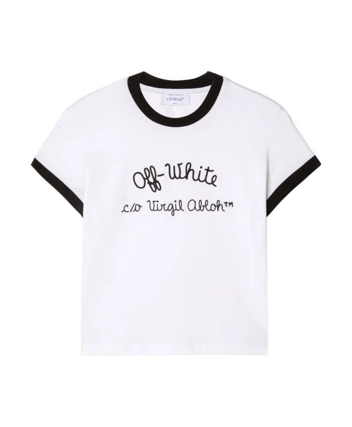 

Футболка и поло с вышитым логотипом. Off White, белый